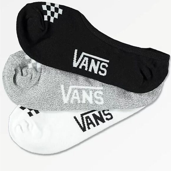 Vans Basic Assorted Checkerboard Logo Canoodle 3PK No-Show Sock - Picture 1 of 4